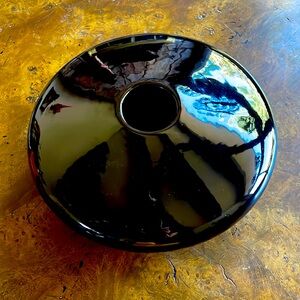 Royal Haeger vintage black glass saucer vase